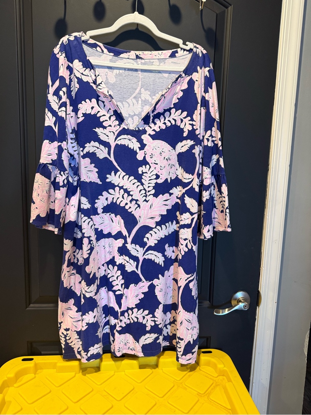 Lilly Pulitzer Navy and Light Pink Floral V-Neck Dress